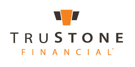 Logo of TruStone Financial featuring stylized geometric shapes in orange and gray.